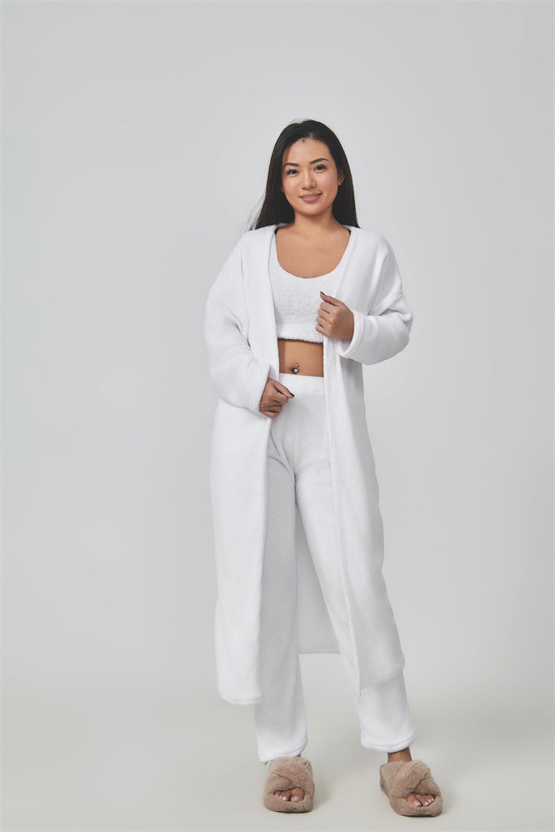 Cozy Pajama Set, 3 Piece Lounge Set, Cute Loungewear, Warm Suit Sets, Matching Set, Lounge Set, 3 Piece Pant Sets, Women Winter Dress - FlexFinds