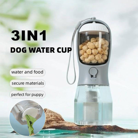 Dog Water Cup Drinking Food Garbage Bag Three-in-one Portable Small Multi-functional Pet Cups Pets Supplies - FlexFinds