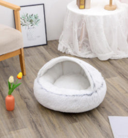 2 In 1 Dog And Cat Bed Pet Winter Bed Round Plush Warm Bed House Soft Long Plush Pets Bed Pet Products - FlexFinds