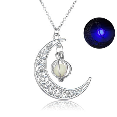 Fashion Moon Natural Glowing Stone Healing Necklace Women Gift Charm Luminous Pendant Necklace Jewelry - FlexFinds