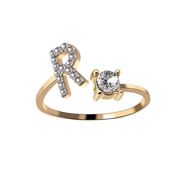 New Design Adjustable 26 Initial Letter Ring Fashion Jewelry For Women Simple Elegant Jewelry - FlexFinds