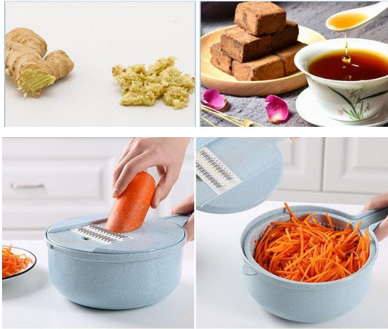 8 In 1 Mandoline Slicer Vegetable Slicer Potato Peeler Carrot Onion Grater With Strainer Vegetable Cutter Kitchen Accessories - FlexFinds