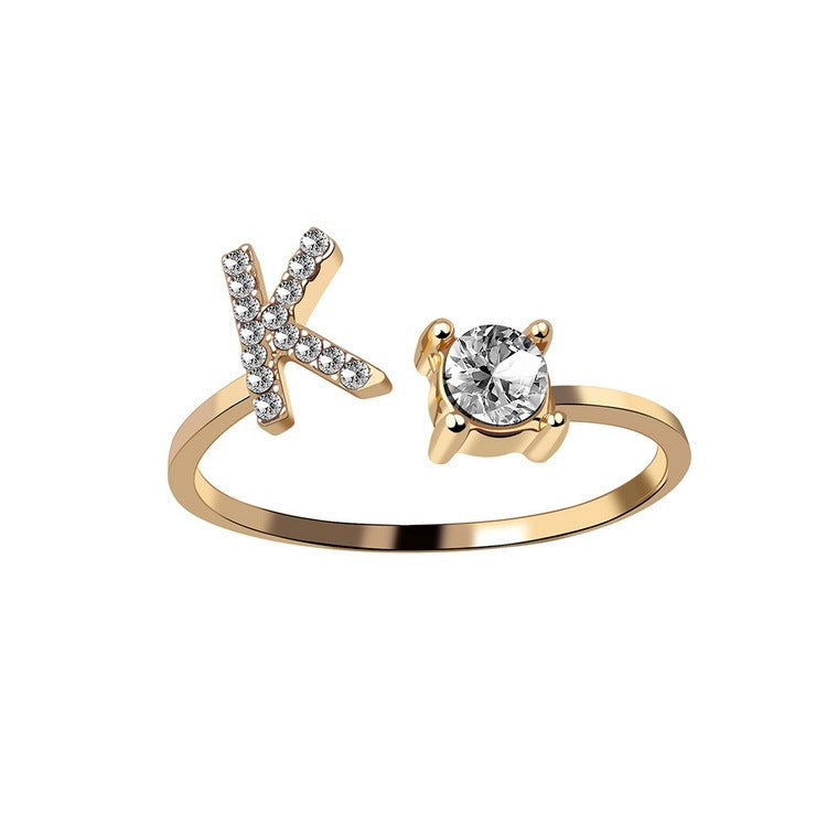 New Design Adjustable 26 Initial Letter Ring Fashion Jewelry For Women Simple Elegant Jewelry - FlexFinds