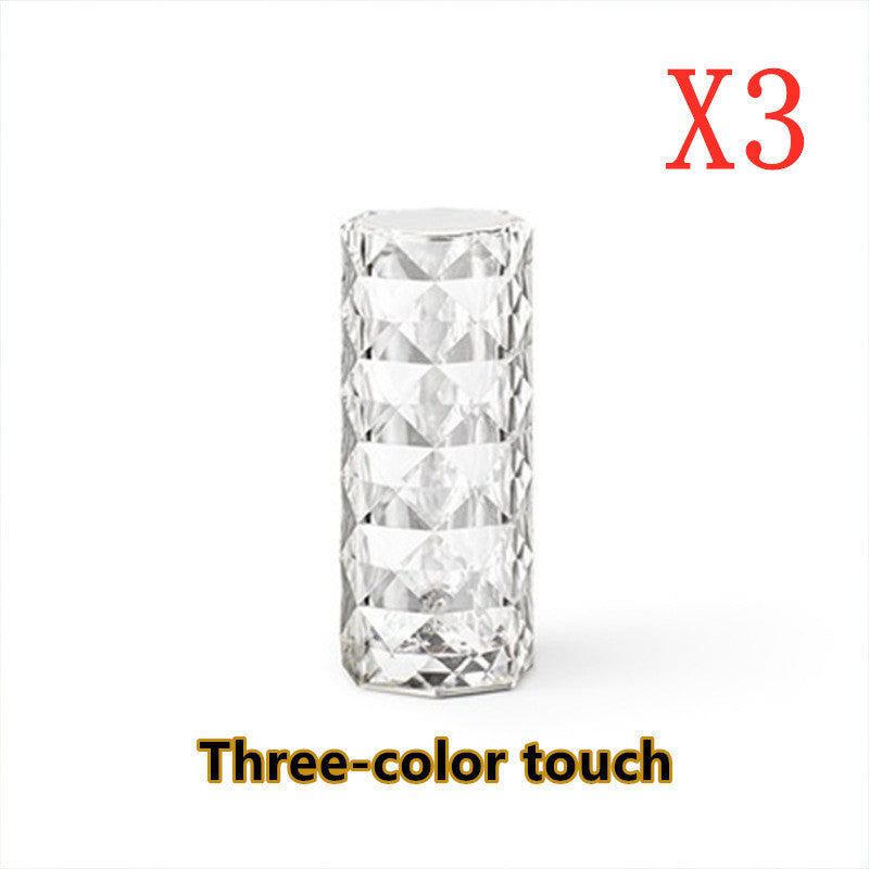 Nordic Crystal Lamp USB Table Lamps Bedroom Touch Dimming Atmosphere Diamond Night Light Rose Projector Lamp Decor - FlexFinds