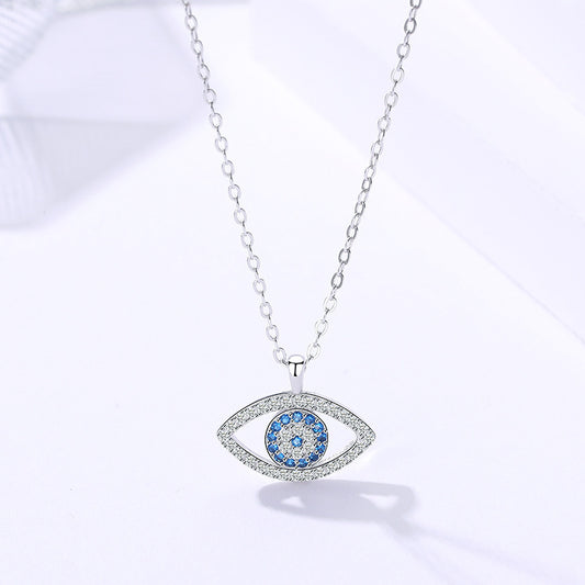 s925 Sterling Silver Jewelry European and American Atmospheric Demon Eye Necklace Eye Pendant - FlexFinds