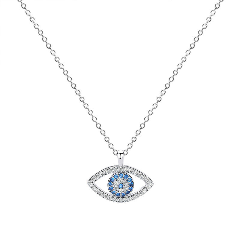 s925 Sterling Silver Jewelry European and American Atmospheric Demon Eye Necklace Eye Pendant - FlexFinds