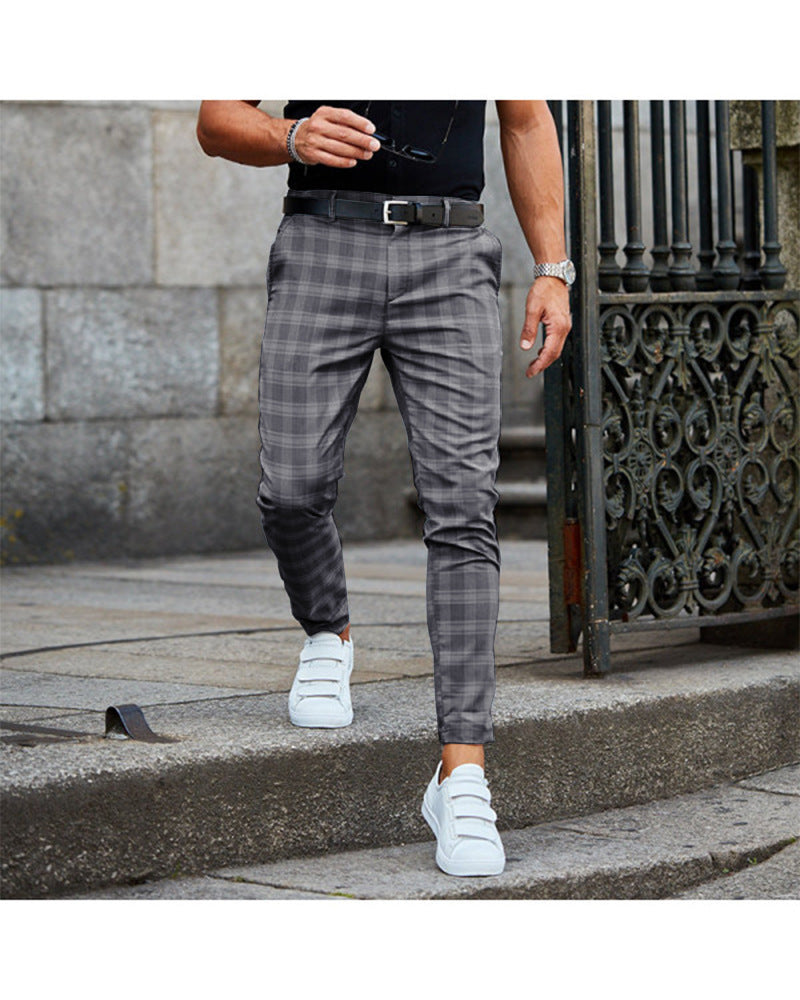 Plaid Print Pants Men's Casual Trousers Loose And Thin - FlexFinds