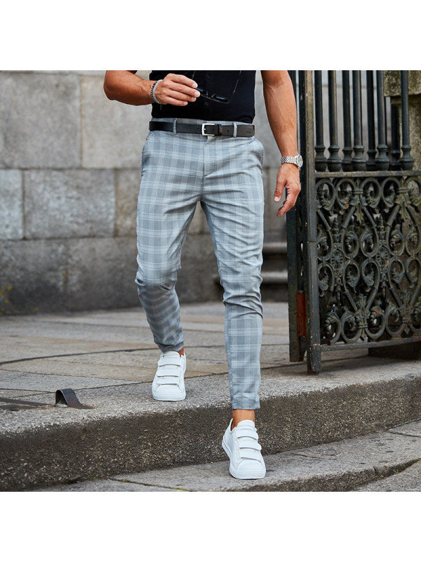 Plaid Print Pants Men's Casual Trousers Loose And Thin - FlexFinds