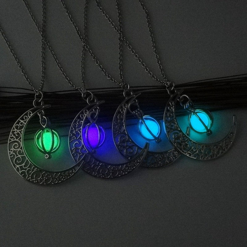 Fashion Moon Natural Glowing Stone Healing Necklace Women Gift Charm Luminous Pendant Necklace Jewelry - FlexFinds