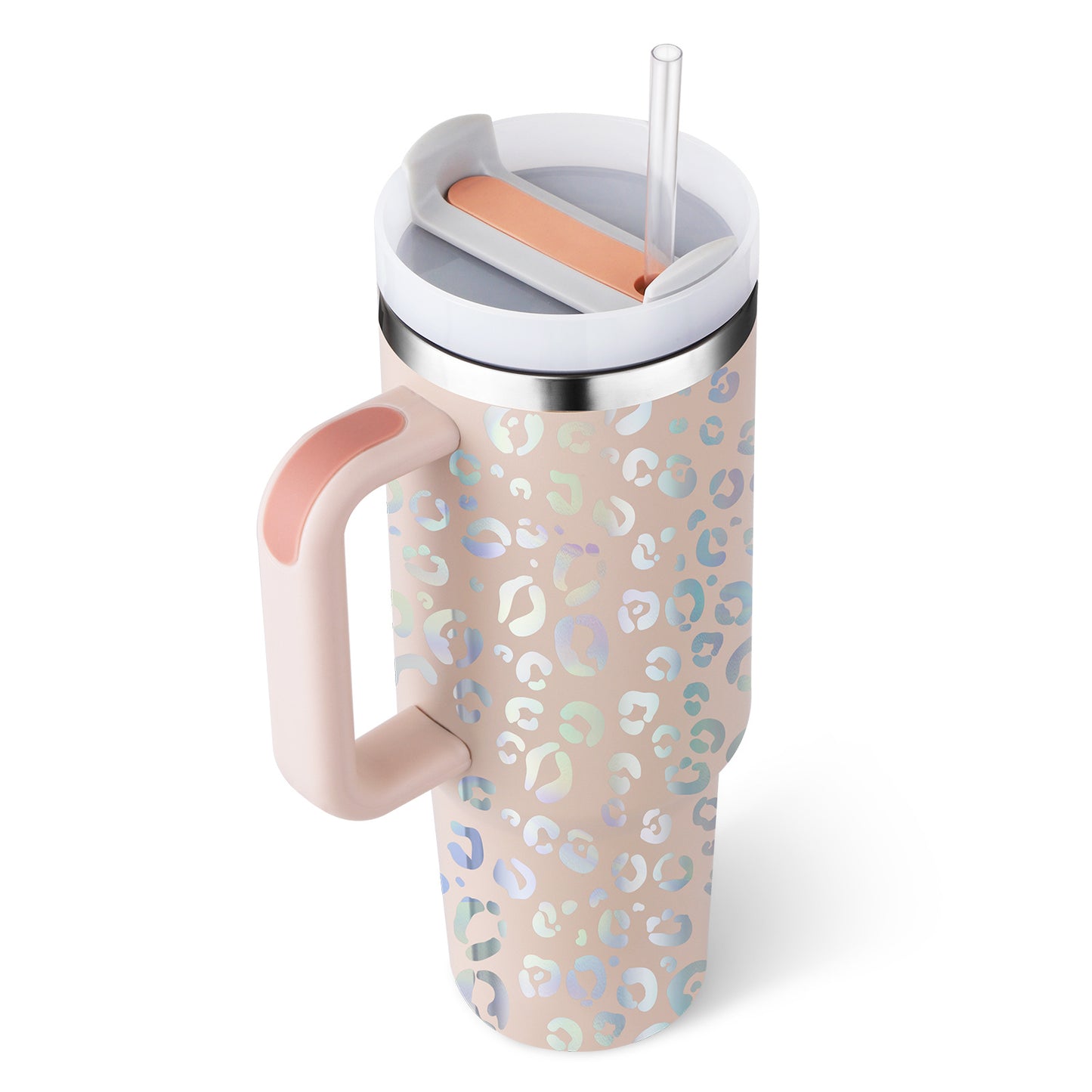 40 Oz Tumbler With Handle Straw Insulated, Stainless Steel Spill Proof Vacuum Coffee Cup Tumbler With Lid Tapered Mug Gifts For Valentine Lover Suitable For Car Gym Office Travel - FlexFinds