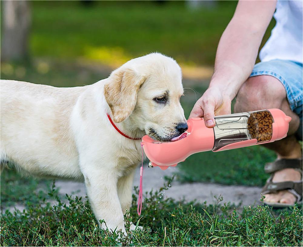 Pet Water Bottle Feeder Bowl Garbage Bag Storage Portable Pet Outdoor Travel 3 In 1 Dog Water Bottle - FlexFinds