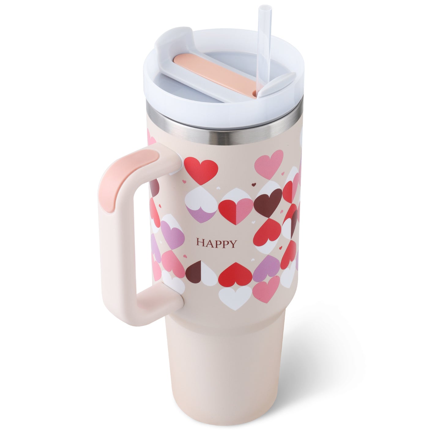 40 Oz Tumbler With Handle Straw Insulated, Stainless Steel Spill Proof Vacuum Coffee Cup Tumbler With Lid Tapered Mug Gifts For Valentine Lover Suitable For Car Gym Office Travel - FlexFinds