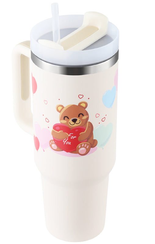 40 Oz Tumbler With Handle Straw Insulated, Stainless Steel Spill Proof Vacuum Coffee Cup Tumbler With Lid Tapered Mug Gifts For Valentine Lover Suitable For Car Gym Office Travel - FlexFinds