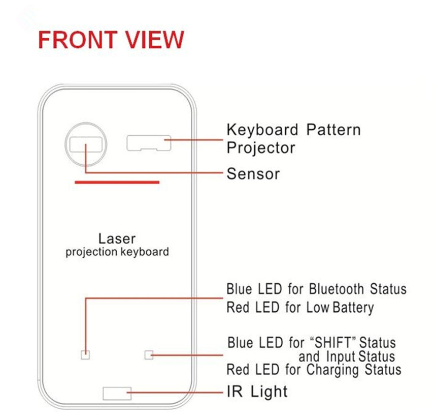 LEING FST Virtual Laser Keyboard Bluetooth Wireless Projector Phone Keyboard For Computer Pad Laptop With Mouse Function - FlexFinds