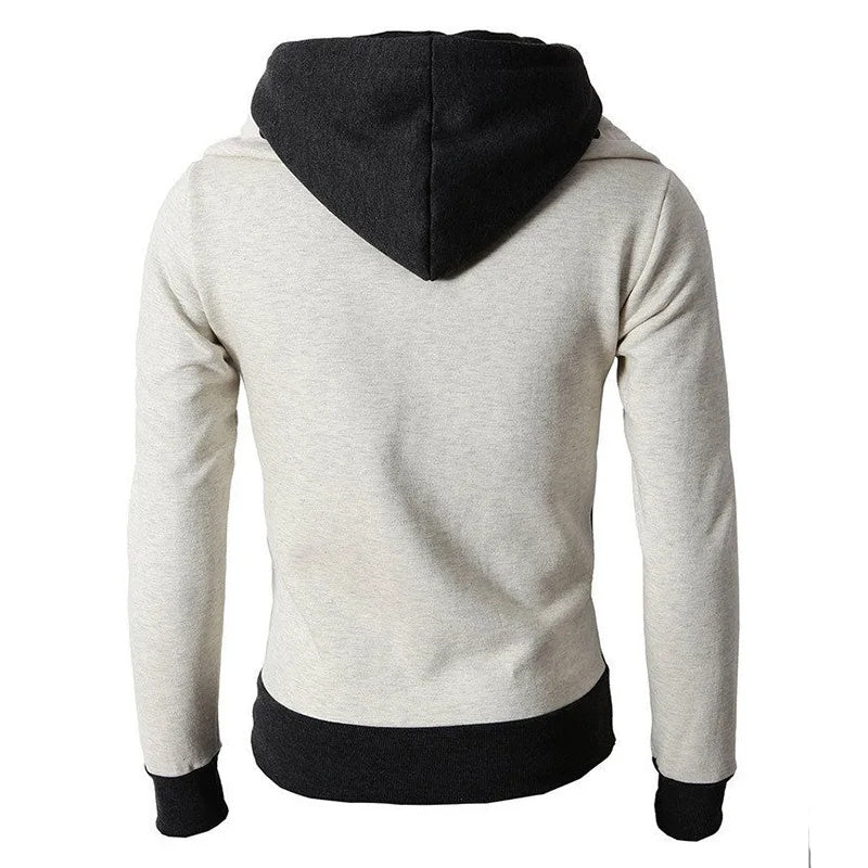 Men's Zip UP Hooded Jacket Fake Two Piece Sports Cardigan Casual Slim Sweatshirt Jacket - FlexFinds