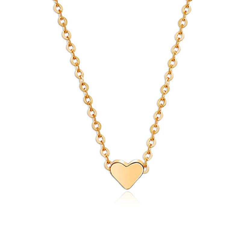 Simple Fashion Gold Color Double-sided Love Pendant Necklaces Clavicle Chains Necklace Women Jewelry Valentines Day Gift - FlexFinds