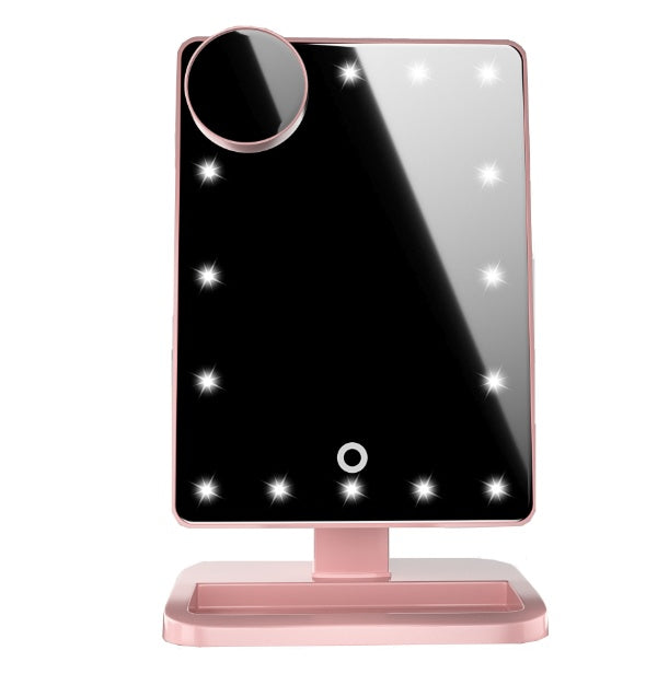 Touch Screen Makeup Mirror – 20 LED Lights, Bluetooth Speaker, 10X Magnification - FlexFinds