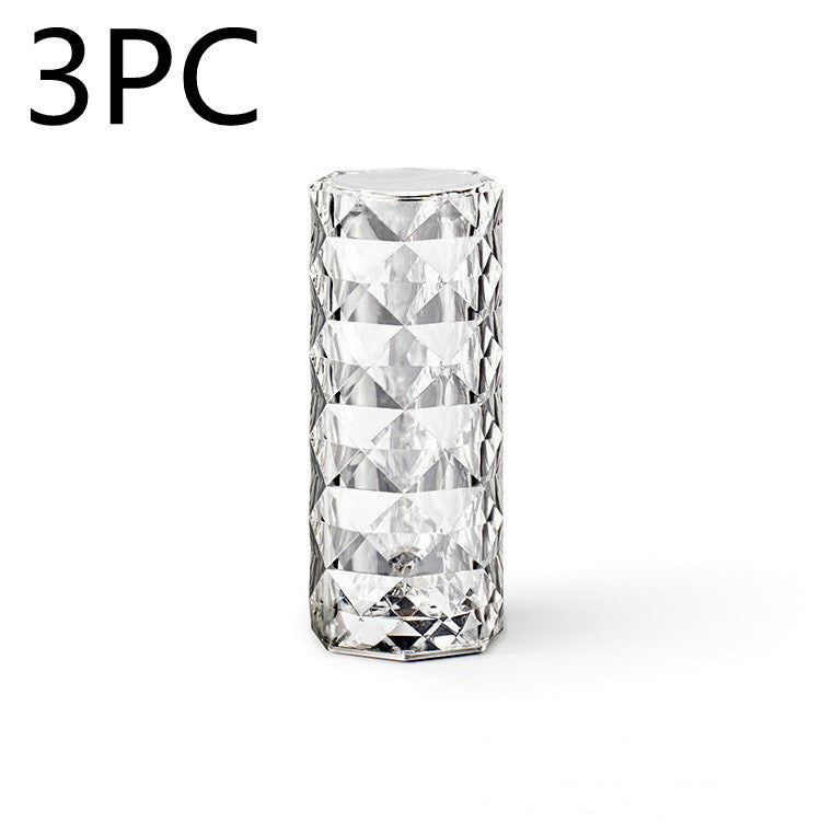 Nordic Crystal Lamp USB Table Lamps Bedroom Touch Dimming Atmosphere Diamond Night Light Rose Projector Lamp Decor - FlexFinds