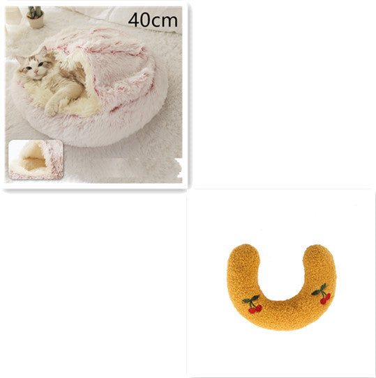 2 In 1 Dog And Cat Bed Pet Winter Bed Round Plush Warm Bed House Soft Long Plush Pets Bed Pet Products - FlexFinds