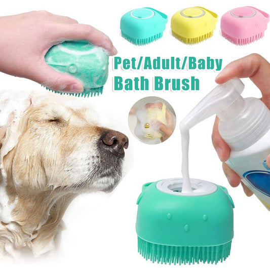 Silicone Dog Bath Massage Gloves Brush Pet Cat Bathroom Cleaning Tool Comb Brush For Dog Can Pour Shampoo Dog Grooming Supplies - FlexFinds