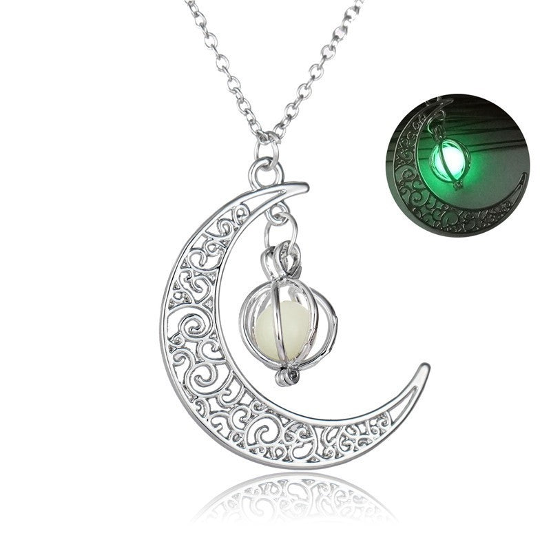 Fashion Moon Natural Glowing Stone Healing Necklace Women Gift Charm Luminous Pendant Necklace Jewelry - FlexFinds