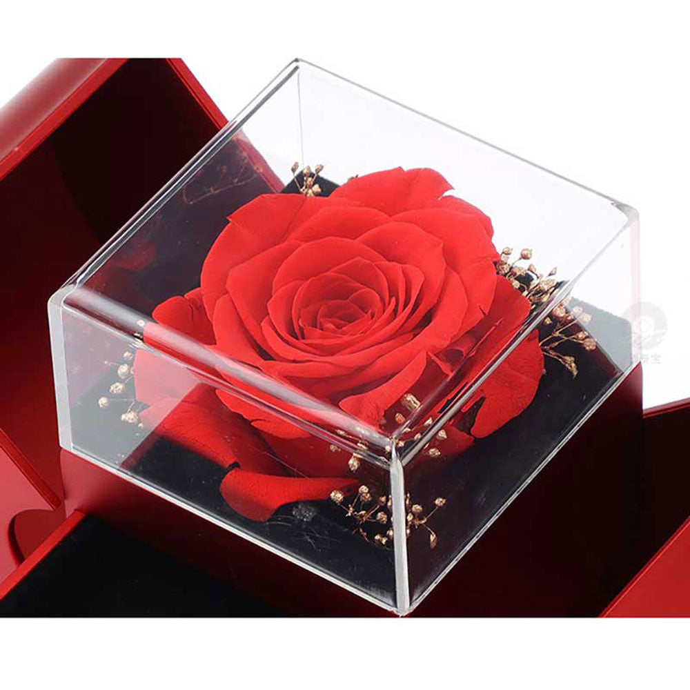 Fashion Jewelry Box Red Apple Christmas Gift Necklace Eternal Rose For Girl Mother's Day Valentine's Day Gifts With Artificial Flower Rose Flower Jewelry Box - FlexFinds