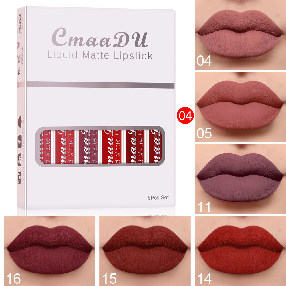 “6-Box Set of Matte Waterproof Lipstick – Long-Lasting, Non-Stick Lip Gloss” - FlexFinds