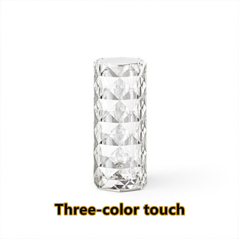 Nordic Crystal Lamp USB Table Lamps Bedroom Touch Dimming Atmosphere Diamond Night Light Rose Projector Lamp Decor - FlexFinds