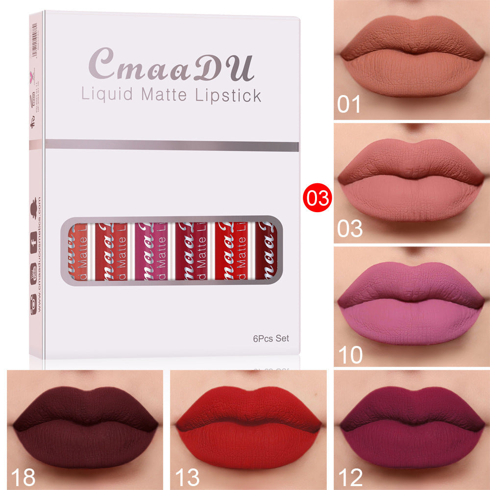 “6-Box Set of Matte Waterproof Lipstick – Long-Lasting, Non-Stick Lip Gloss” - FlexFinds