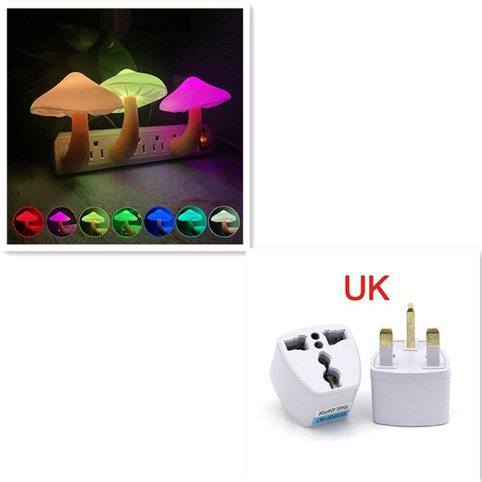 LED Night Light Mushroom Wall Socket Lamp EU US Plug Warm White Light-control Sensor Bedroom Light Home Decoration - FlexFinds