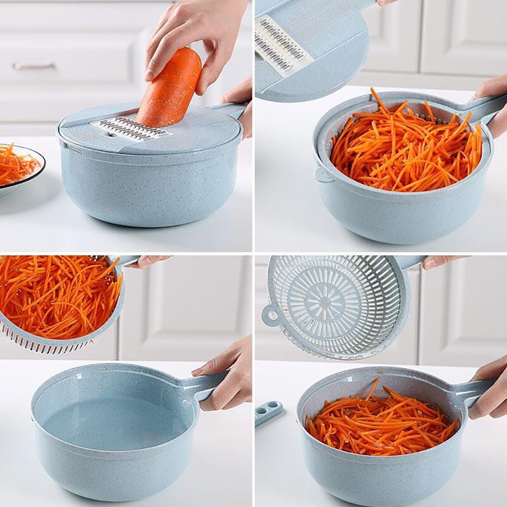 8 In 1 Mandoline Slicer Vegetable Slicer Potato Peeler Carrot Onion Grater With Strainer Vegetable Cutter Kitchen Accessories - FlexFinds