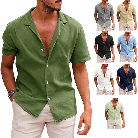 Men's Tops Casual Button Down Shirt Short Sleeve Beach Shirt Summer Mens Clothing - FlexFinds