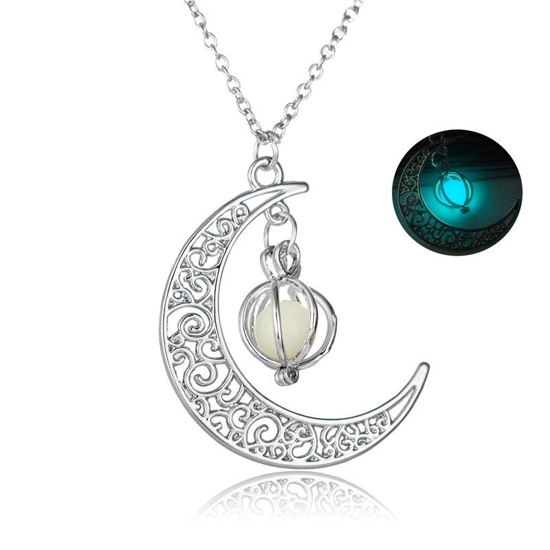 Fashion Moon Natural Glowing Stone Healing Necklace Women Gift Charm Luminous Pendant Necklace Jewelry - FlexFinds