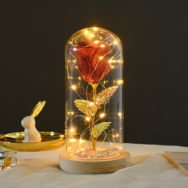 Valentines Day Gift  For Girlfriend Eternal Rose Flowers LED Light In Glass Cover Day Wedding Decoration Favors Mother Day Female Gift  Gift - FlexFinds