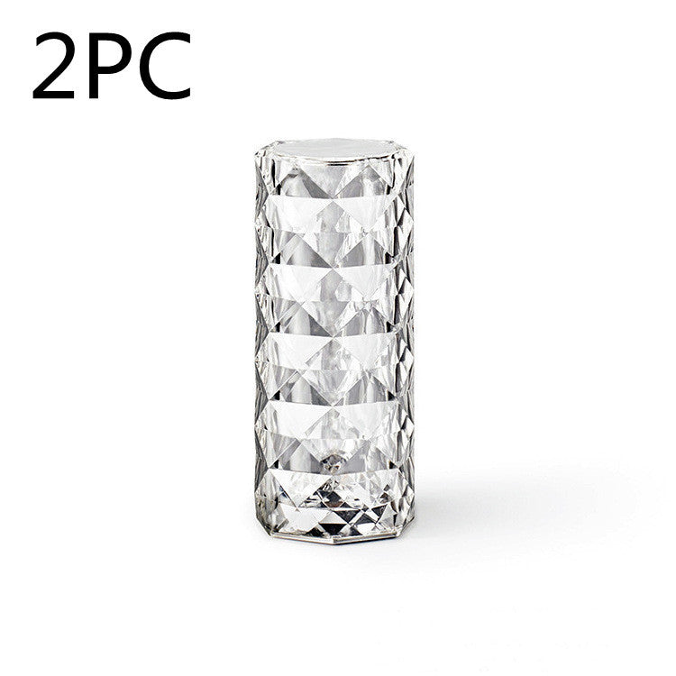 Nordic Crystal Lamp USB Table Lamps Bedroom Touch Dimming Atmosphere Diamond Night Light Rose Projector Lamp Decor - FlexFinds