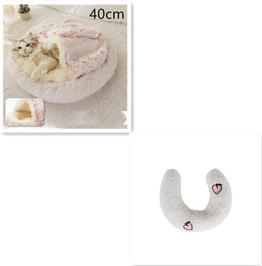 2 In 1 Dog And Cat Bed Pet Winter Bed Round Plush Warm Bed House Soft Long Plush Pets Bed Pet Products - FlexFinds