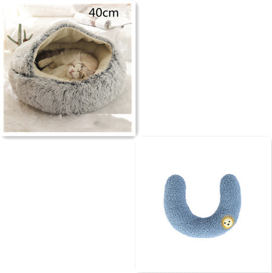 2 In 1 Dog And Cat Bed Pet Winter Bed Round Plush Warm Bed House Soft Long Plush Pets Bed Pet Products - FlexFinds