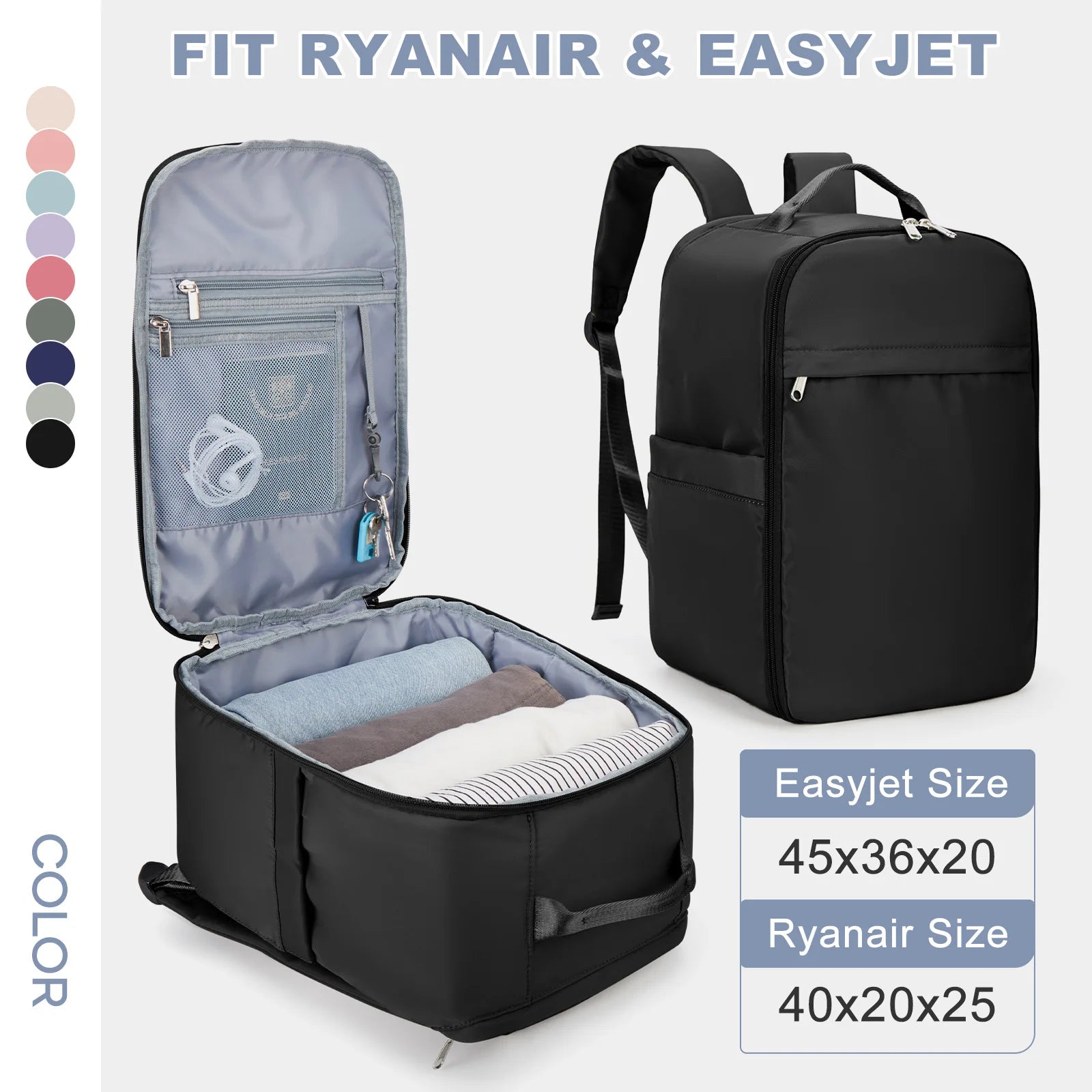 Ryanair 40x20x25 Cabin Backpack – Hand Luggage for EasyJet 45x36x20, Travel and Laptop Backpack for Women and Men - FlexFinds