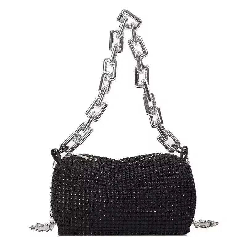 All over Rhinestone Bucket Bag – Glitter Chain Mini Crossbody Purse for Women (6.3 x 3.54 inches) - FlexFinds