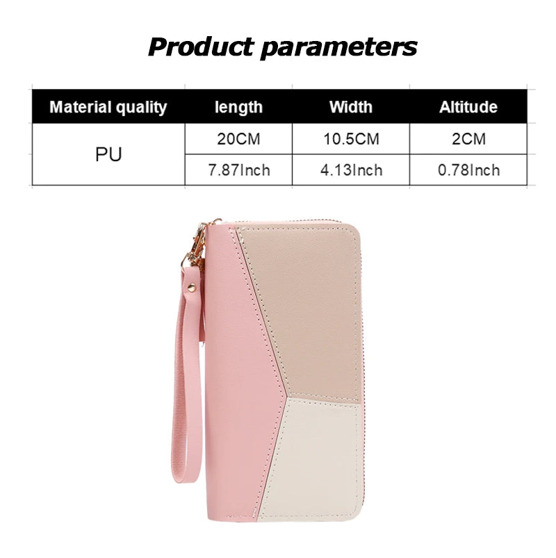 Fashion Zipper Wallet for Women – Long PU Leather Purse, Coin and Card Holder, Billfold Wallet - FlexFinds