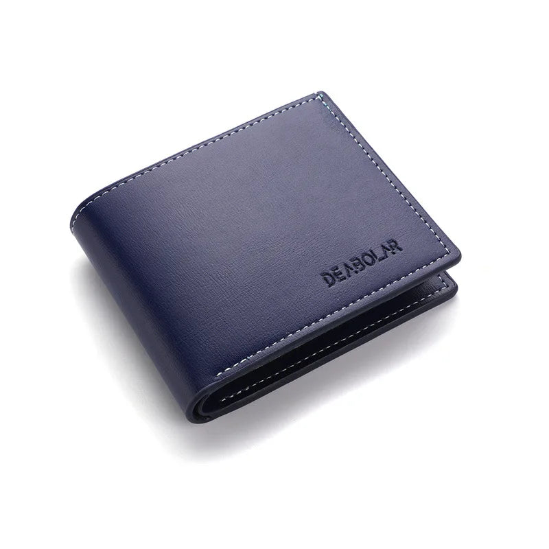 PU Leather Men’s Short Wallet – Thin Folding Style, Credit Card Holder for Young Men - FlexFinds