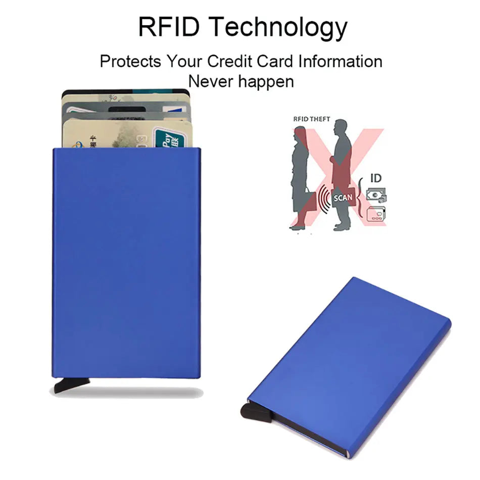 RFID Smart Minimalist Metal Card Holder Wallet – Slim, Lightweight, and Secure for Men and Women - FlexFinds