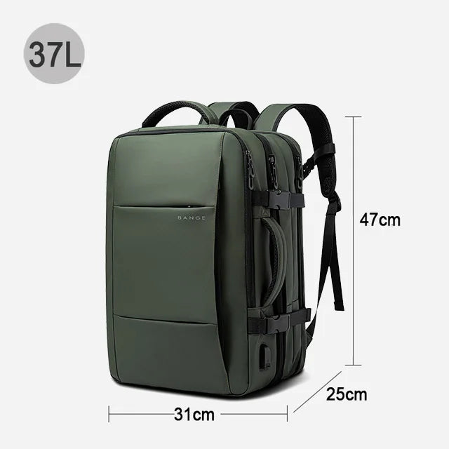 BANGE Expandable Travel Backpack for Men – Business, School, Waterproof USB Charging, Large Capacity, 17.3" Laptop Bag - FlexFinds