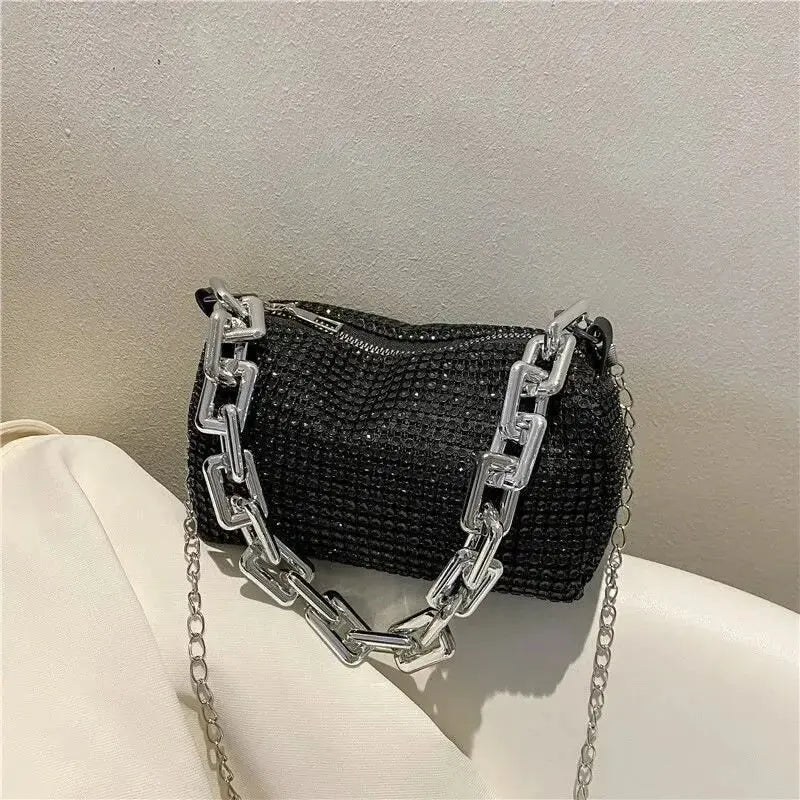 All over Rhinestone Bucket Bag – Glitter Chain Mini Crossbody Purse for Women (6.3 x 3.54 inches) - FlexFinds