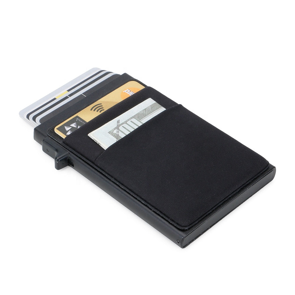 RFID Credit Card Holder Wallet – Metal Slim, Pop-Up Minimalist Case for Men and Women, Small Black Purse - FlexFinds