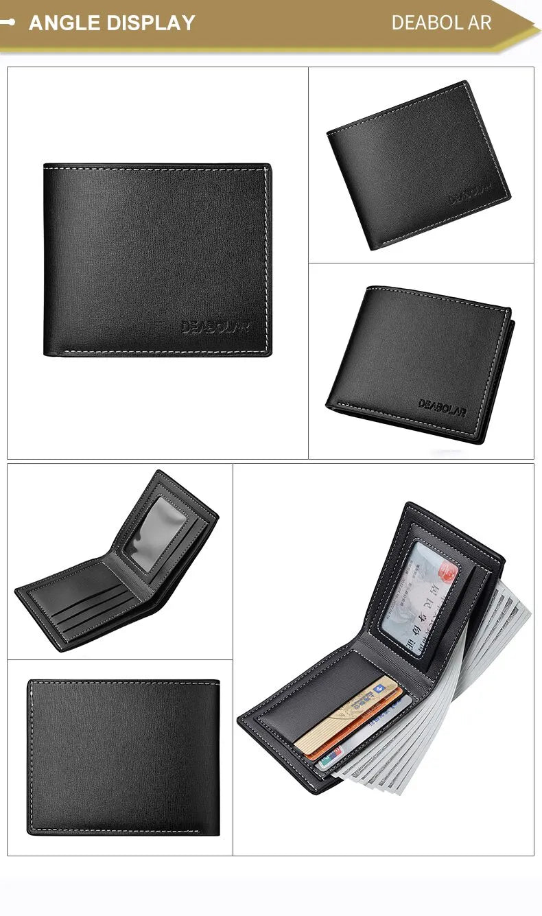 PU Leather Men’s Short Wallet – Thin Folding Style, Credit Card Holder for Young Men - FlexFinds