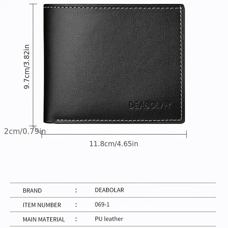 PU Leather Men’s Short Wallet – Thin Folding Style, Credit Card Holder for Young Men - FlexFinds