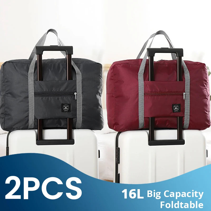 2-Pack Foldable Travel Duffel Bags – Airline Carry-On, Weekender, Overnight, Hospital Tote, or Gym Bag for Women and Men - FlexFinds