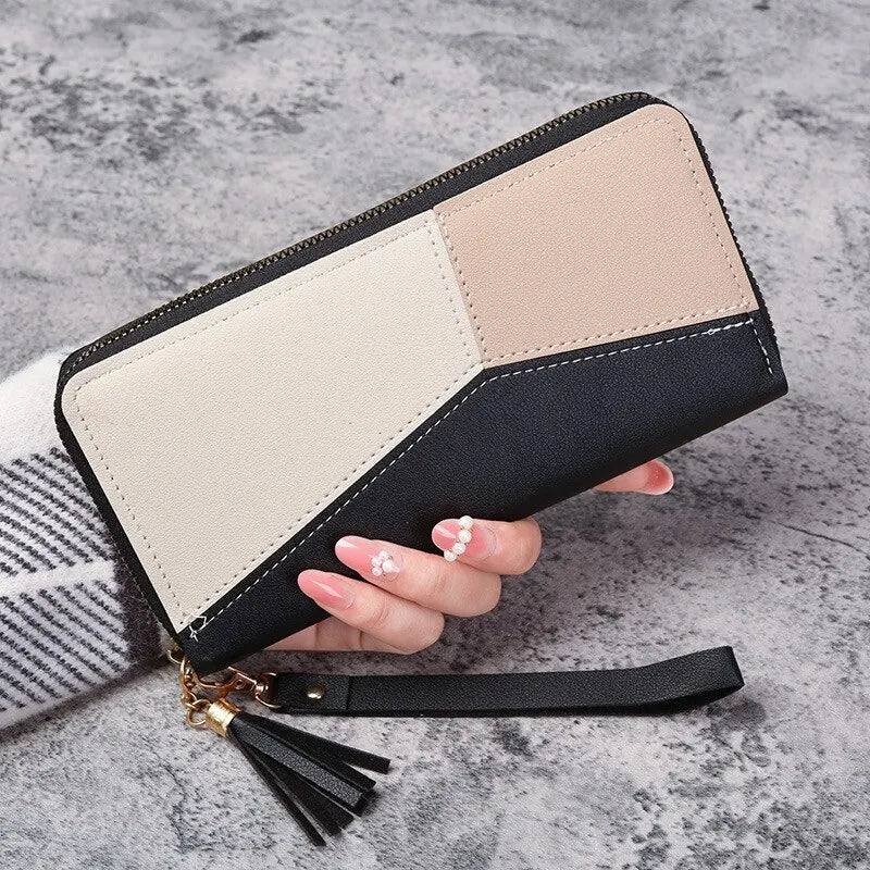 Fashion Zipper Wallet for Women – Long PU Leather Purse, Coin and Card Holder, Billfold Wallet - FlexFinds