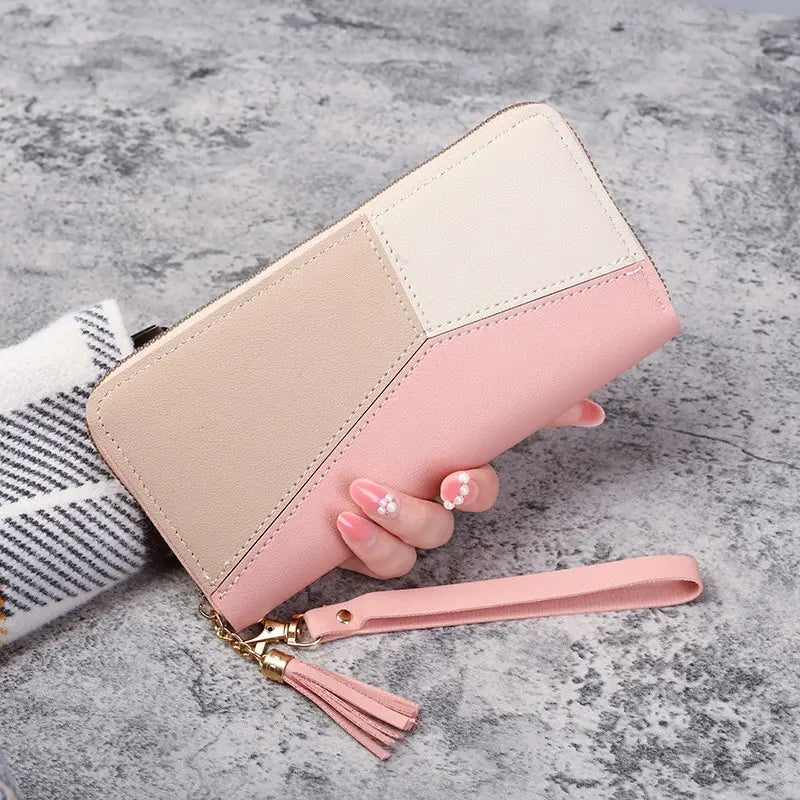 Fashion Zipper Wallet for Women – Long PU Leather Purse, Coin and Card Holder, Billfold Wallet - FlexFinds